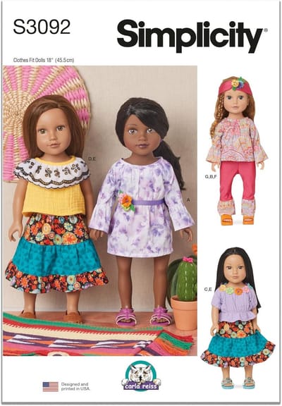 Poppenkleding Patroon - Naaipatronen Poppen - Poppen Aankleden - Voor 18 Inch Poppen - One Size - Meerkleurig
