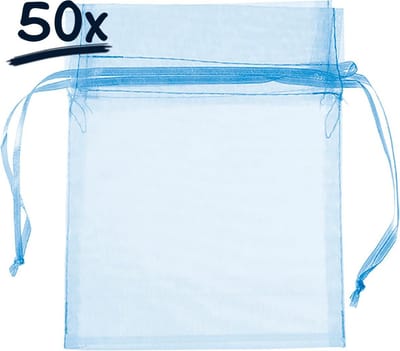 Set van 50 Organza Zakjes (12x15 cm) met Trekkkoord – Perfect voor Cadeaus, Bedankjes en Feestdecoratie