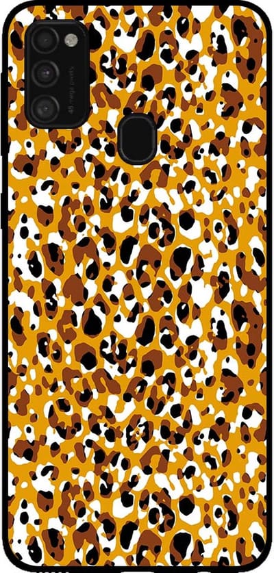 Smartphonica Telefoonhoesje voor Samsung Galaxy M31 met panterprint - TPU backcover met luiaardprint - Bruin geschikt voor Samsung Galaxy M31