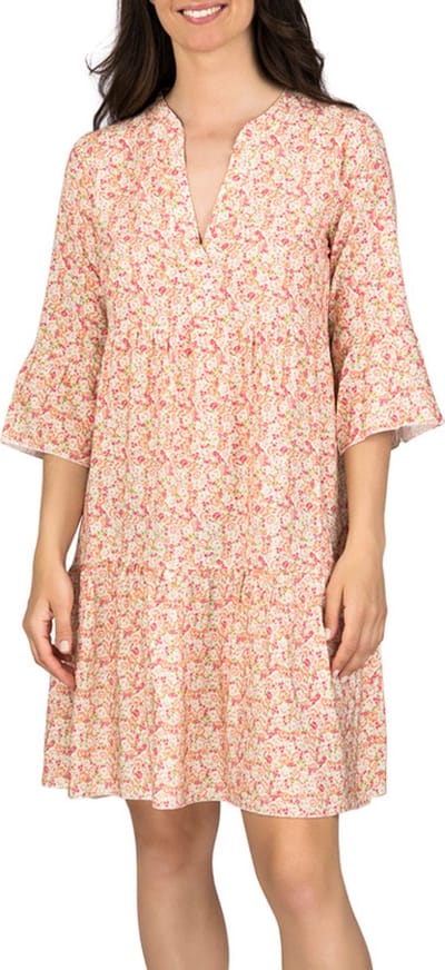 DENIMFY Dames Jurk DFFrida regular fit Oranje S/M V Hals Volwassenen Zomerjurk