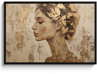 Poster in lijst - Fotolijst 120x80 cm - Posters - Vrouw - Goud - Abstract - Textuur - Posterlijst zwart - Decoratie - Wanddecoratie woonkamer - Muurdecoratie slaapkamer