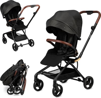 Adelle Kinderwagen - Voor 6 maanden en tot 22 kg - Inklapbare Buggy met 360° Zitting - 5-Punts Veiligheidsgordel - Boodschappenmand met Draaggreep Kinderwagen