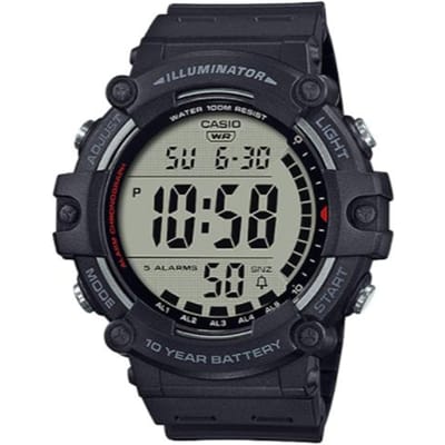 Série YOUTH Casio - Affichage Numérique à Disque Mode Extérieure Affichage LCD Mouvement Quartz Bracelet en Résine Montre Japonaise et Coréenne Montre pour Homme AE-1500WH-1A noir