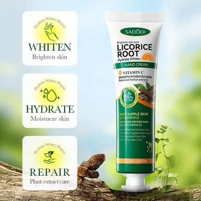 SADOER | Hand verzorging | Hand Cream | Zoethout wortel | Handcrème | Anti ouderdom | Creme tegen Rimpels | Hydraterende & Laat Stralen | voedende en beschermende handcrèms | Tegen Eczeem , Acne , Pigmentvlekken & Droge Huid | Zoethout & Vitamine C