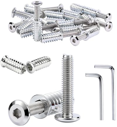 Schroefset M6x30mm - RVS schroeven en moeren - Inclusief 2 inbussen - Voor houten meubels - ShopVlot