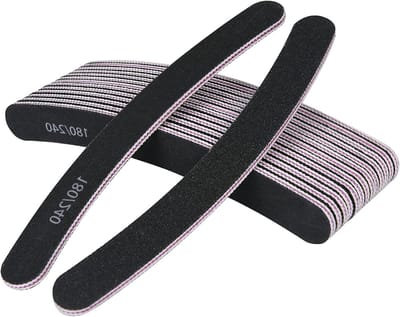 15 Stuks Professionele Wasbare Vijlenset 180/240, Dubbelzijdige Nagelverzorging Gereedschap voor Thuis Salon en Nagelstyling (Zwart)