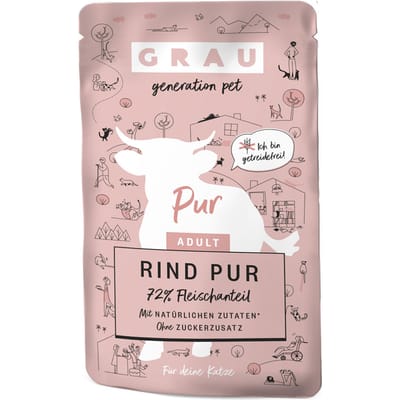 GRAU Adult Graanvrij 16 x 125 g Kattenvoer - Rund Puur