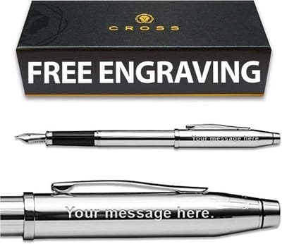 Vulpen Medium - Schrijfinstrument - Dagelijks Schrijven - Gratis Gravure - Geschenkdoos - Chroom