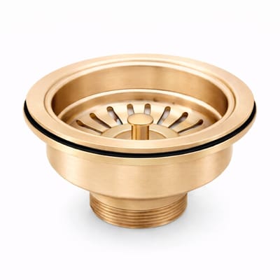 Waterval Korfplugset Ø114 mm – Gootsteen Afvoerplug – RVS 304 – G1½ – Geborsteld – Zonder Overloop – Goud