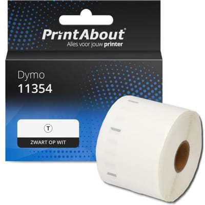 PrintAbout huismerk Etiket 11354 Zwart op wit (57 mm x 32  mm) Geschikt voor Dymo