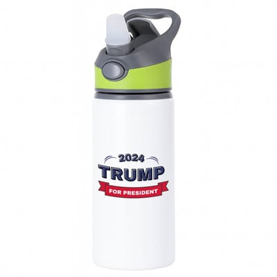 Hacebo® - Trump for president 2024 waterfles met rietje groen - President - Trump aanhangers - verjaardagscadeau - support - kado - water fles - 650ML