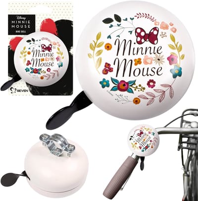 DISNEY Minnie Mouse Witte metalen fietsbel voor op het stuur, RETRO XL