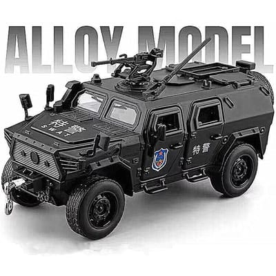 1:32 Legering Politie Explosiebestendig Auto Model Diecasts Metalen Zwaard Getande Tijger Gepantserde Voertuigen Auto Model Geluid Licht Kinderen Cadeaus