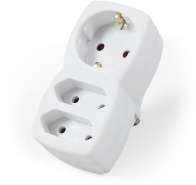 McPower Doorvoerstekker - 3 stopcontacten - Splitter met max 3680 Watt - Wit