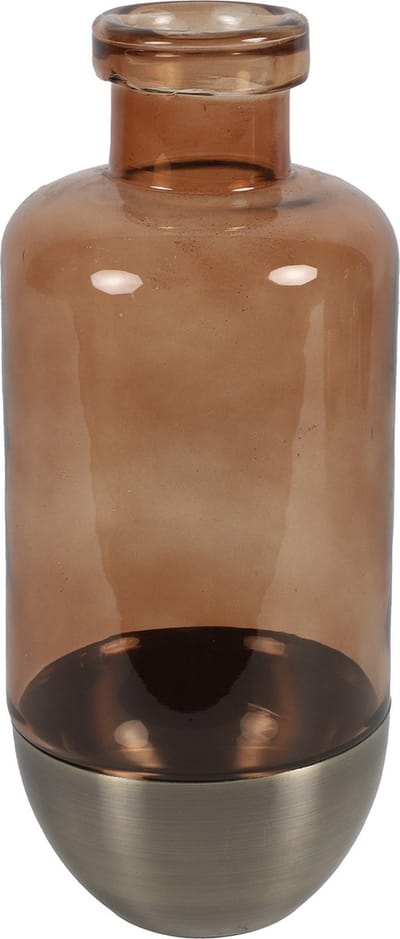Countryfield - Decoratiefles - Vaas - Naomi - 14x31cm - Glas - Bruin - Zilver/Koper