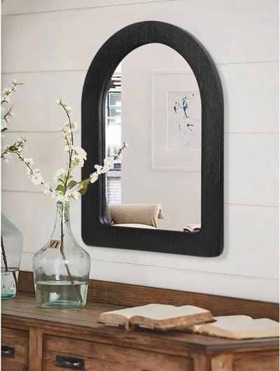 Decoratieve Wandspiegel met Gebogen Houten Frame voor Slaapkamer en Woonkamer - 50x40cm, Modern Design, Interieuraccessoire