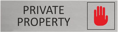 CombiCraft Aluminium deurbordje Private property 165x45mm met tape - per stuk