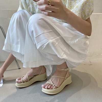 Dames Sandaalschoenen Dikke Zool Casual Hoogteverhogend Kruislings Gestrikt Volwassen Klassiekers Zwart Wit Dames Schoenen 40 gray