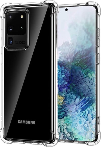 Hoesje - Geschikt voor Samsung Galaxy S20 Ultra - Sterk & Shockproof - Siliconen Shock Case - Hoes Cover - Telefoonhoes - Transparant
