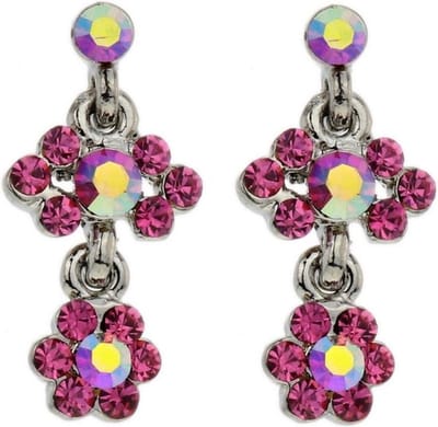 Behave - Oorbellen zilverkleur roze bloemetjes - Speels - Feestlook