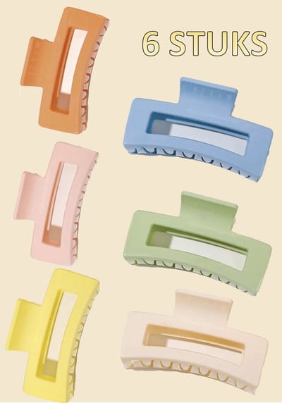 set van 6 haarclips - extra kwaliteit - Haarclips Premium - 6 Stuks - Haarklem - Haarklemmen Dames - Bananenklem - Haarspeld - Haarklauw - Haarklem Groot - Haarclip - Haarclip Groot Voor Mannen - Voor Vrouwen -