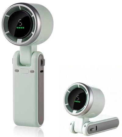 Handventilator - Turboventilator - 3600 mAh - 5 Standen - Mini Fan - Oplaadbaar - Opvouwbaar - Met Draagkoord - met Display - Lange Accuduur - Draadloze Tafelventilator - Draagbare Gezichtsventilator - Mini Airco - Aircooler - Nek Verkoeling - Groen