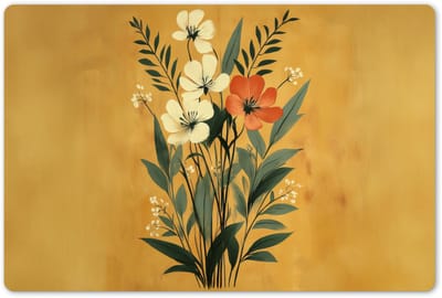 Placemats 45x30 cm - Placemat kunststof - 1 stuk - Bladeren - Boeket - Bloemen - Geel - Borden onderleggers - Decoratie voor op tafel - Keuken tafeldecoratie accessoires - Vinyl onderlegger - Tafelversiering