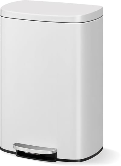 RVS keuken prullenbak 13 gallon / 50L - pedaalemmer met soft-close deksel, roestvrij en duurzaam - Wit