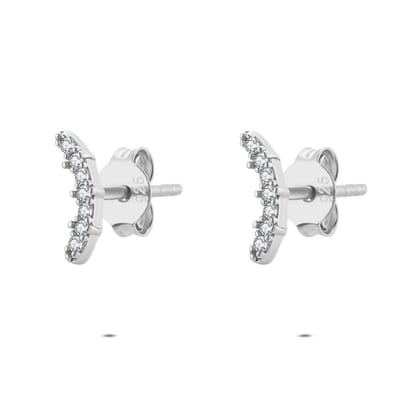 Twice As Nice Oorbellen in zilver, gebogen met zirkonia Zilverkleurig