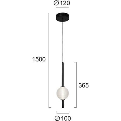 Viokef LED hanglamp Abeona, Ø 10 cm, zwart/helder, metaal/glas