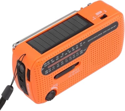 Noodweer Radio - Zaklamp Radio - Buitenactiviteiten - Zonne-energie Oplaadbaar - 14 x 9 x 6 cm - Grijs