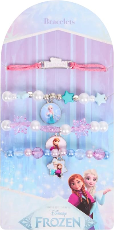Disney Frozen - 4 armbandjes - Elsa Anna en Olaf - met bedeltjes en kralen