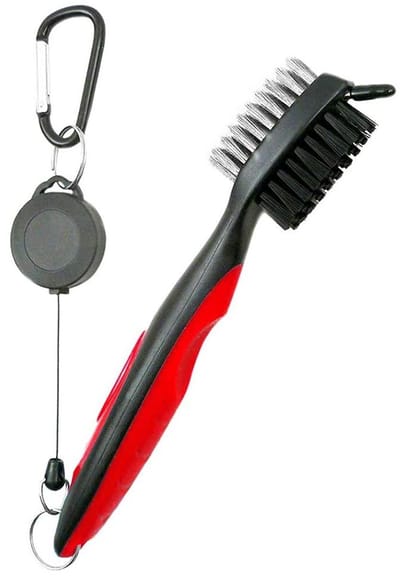Dailygoody - Golf Brush - Golf Club Schoonmaakborstel - Dubbelzijdig en draagbaar - Rood - Groove Cleaner - Voor Golfer - Compact en lichtgewicht