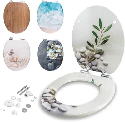 YOR® WC Bril met Print - WC Bril - Grijs - ‎46cm x 38cm x 3cm; 3.08 kg