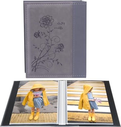 Klein Fotoalbum 6x4 Inch - 2 Pakketten met 50 Verticale Afbeeldingen, Perfect voor Kunstwerken en Postkaarten Opslag (Grijs)