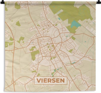 Wandkleed - Wanddoek - Vintage - Kaart - Viersen - Stadskaart - Plattegrond - 180x180 cm - Wandtapijt