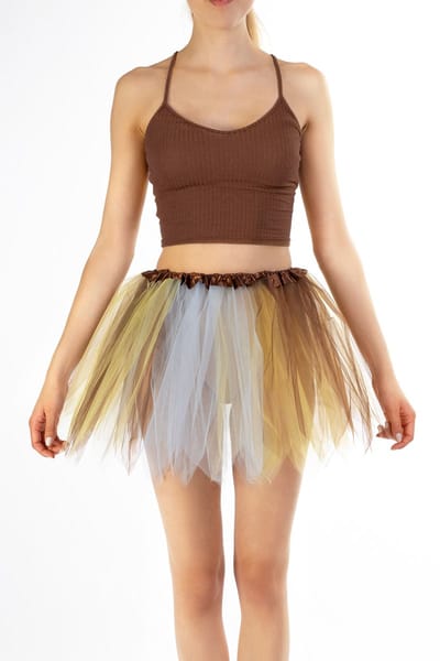 KIMU® Tutu Bruin Geel Tule Rokje - Maat 110 116 122 128 134 140 - Indiaan Petticoat Rok Kinderen - Beige Tulerok Meisje Elfje Bosfee Cowgirl Bohemian Festival