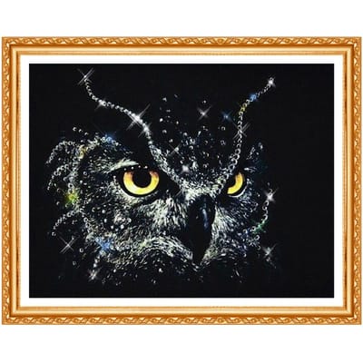 Peinture Diamant broderie animaux hibou 5d bricolage peinture Diamant rond complet peinture Diamant rond 20X30CM black