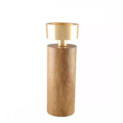 KANDELAAR | KAARSENSTANDAARD | LANTAARN | WINDLICHTEN | KAARSENHOUDERS | WAXINELICHTHOUDER | THEELICHTHOUDER | HOUT METAAL | L LARGE | BRUIN GOUD | 7.5x7.5x23CM..