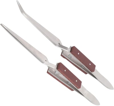 Cosensi - Set van 2 RVS Soldeerpincetten met Houten Handvat