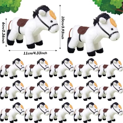 12-120 Stuks 4-inch Paard Knuffeldier Paard Speelgoed Paard Pluche Adopteer een Paard Feest Bedankje Staand Knuffelpaard Mini Pluche Verjaardag 12 PCS zuiver witte kleur