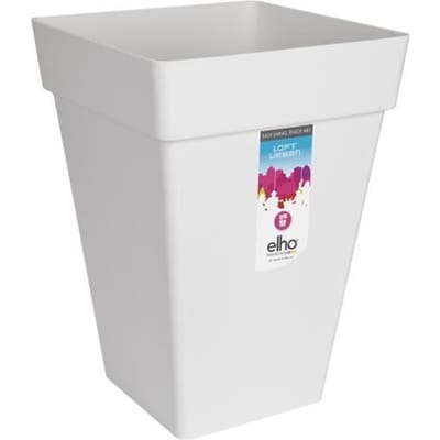 Elho Loft Urban Vierkant Hoog 30 - Grote Plantenbak voor Buiten - Bloempot voor Buiten - Ø 29.3 x H 41.3 cm - Wit