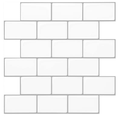 Dailygoody - Zelfklevende 3D Tegels - Premium Vinyl Backsplash - Glanzend Wit 30 x 30cm - Keuken en Badkamer Decoratie - Eenvoudig te Installeren - Du