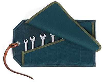 Canvas Gereedschapsrol - Donkergroen 16oz Gewaxt Canvas Organizer met 7 Zakken en 1 Klep