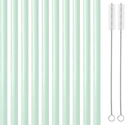 Fako Bijoux® - Siliconen Rietjes Pastel XL - 10 Herbruikbare Rietjes - 25 cm - 11mm - Duurzaam en Hygiënisch - 2 Schoonmaakborstels - Groen