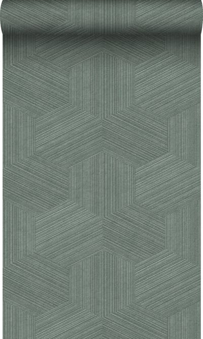 Origin Wallcoverings behang grafisch 3D motief vergrijsd groen - 50 x 900 cm - 347944