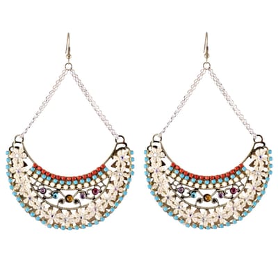 Behave - Oorbellen - Statement oorbellen Vintage Antiek goudkleur blauw rood wit multi