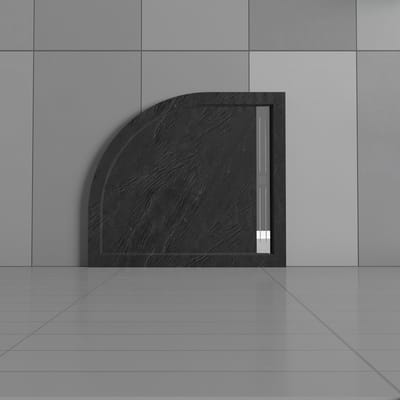 Serie Daisy- Douchebak - Mat Zwart Natuursteen Look - 80x80 - Kwartrond - Polystone - Excl. Sifon Daisy