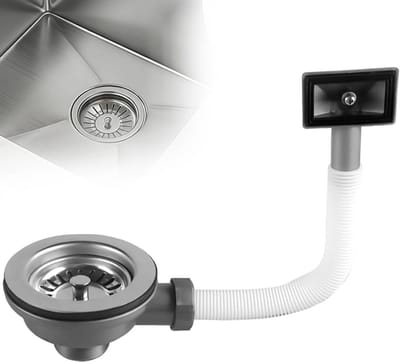 Strainer Basket voor Keuken en Badkamer, RVS Afvoer Set met Overloop, Diameter 110 mm, Ideaal voor Efficiënte Afvoer en Vuilopvang