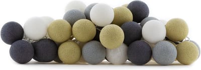Cotton Ball Lights - LED lichtslinger voor binnen - Handgemaakt en Fairtrade - 50 lampjes - Sand/Grey